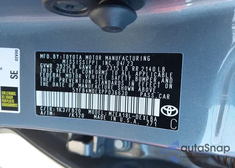 2023 Toyota Corolla Le from USA, damaged, VIN 5YFB4MDEXPP036630